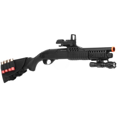 AGM Airsoft Shell-Fed Pump Action Shotgun w/ Flashlight and Full Stock