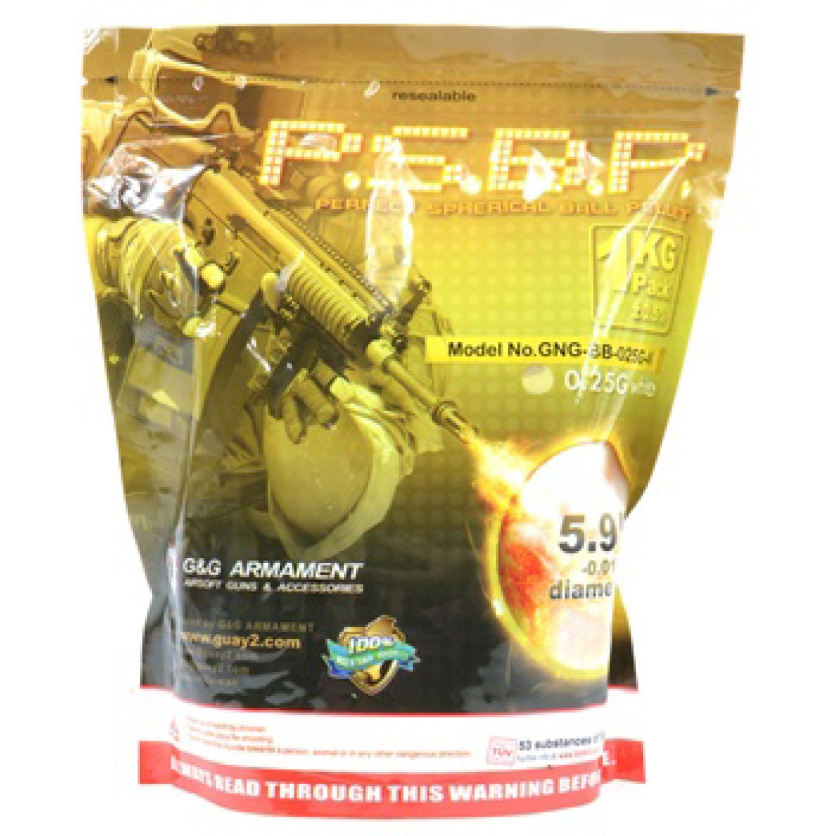 0.25g G&G Armament P.S.B.P. Seamless 6mm Airsoft BBs - 4000rd Bag