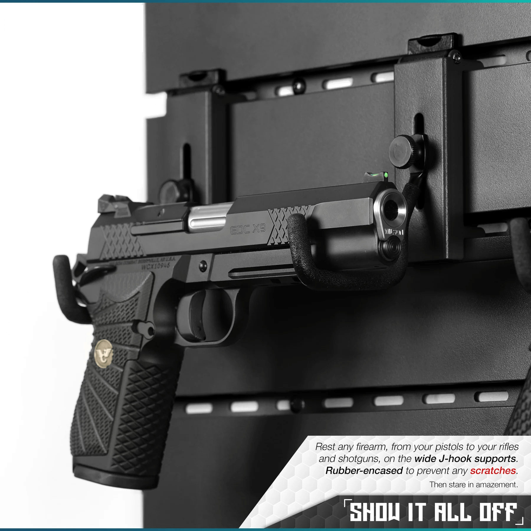 Wall Rack System - Adjustable J-Hooks (2 Pack, 2 Sizes)