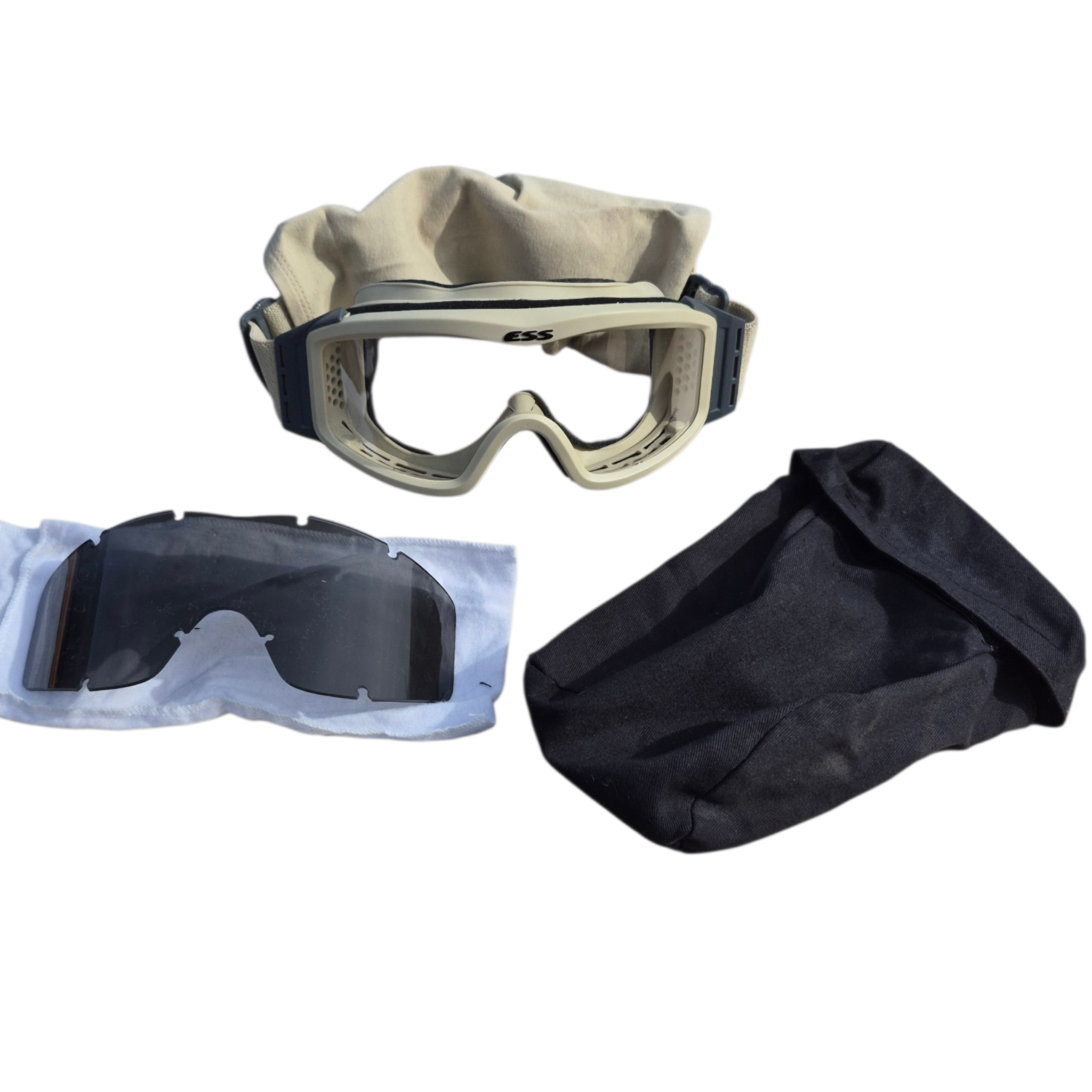 ESS Tan Goggles NSN 4240 01 630 7259 good Condition