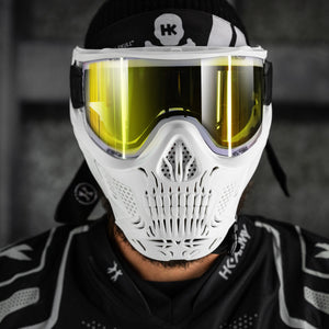 HSTL® Skull Goggle "Saint" - White w/ Gold Lens - XTREME Airsoft Superstore