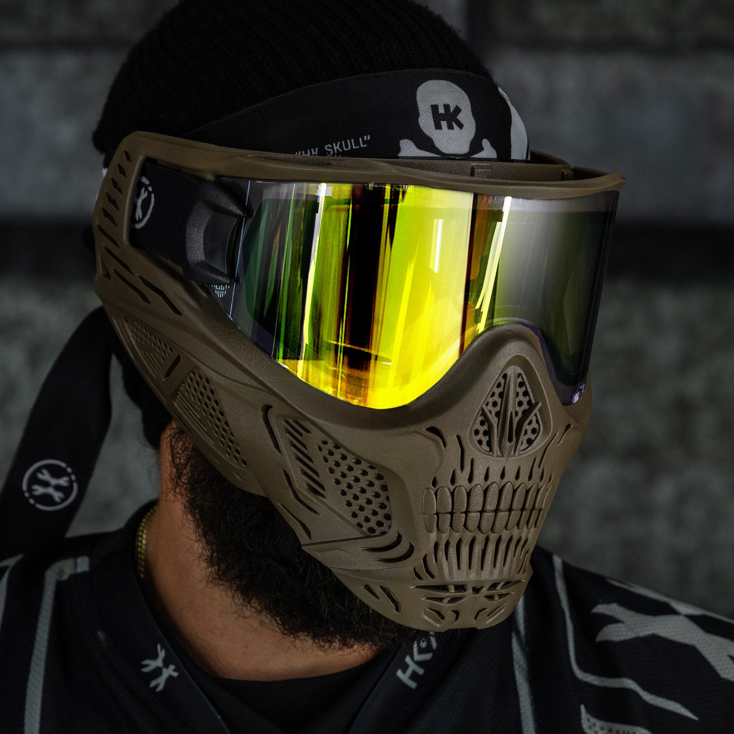 HSTL® Skull Goggle "Sandman" - Tan w/ Gold Lens - XTREME Airsoft Superstore