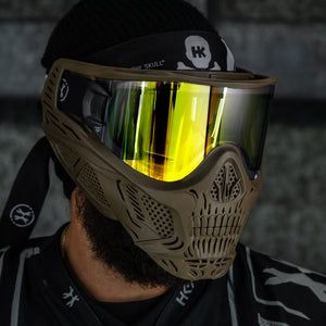 HSTL® Skull Goggle "Sandman" - Tan w/ Gold Lens - XTREME Airsoft Superstore