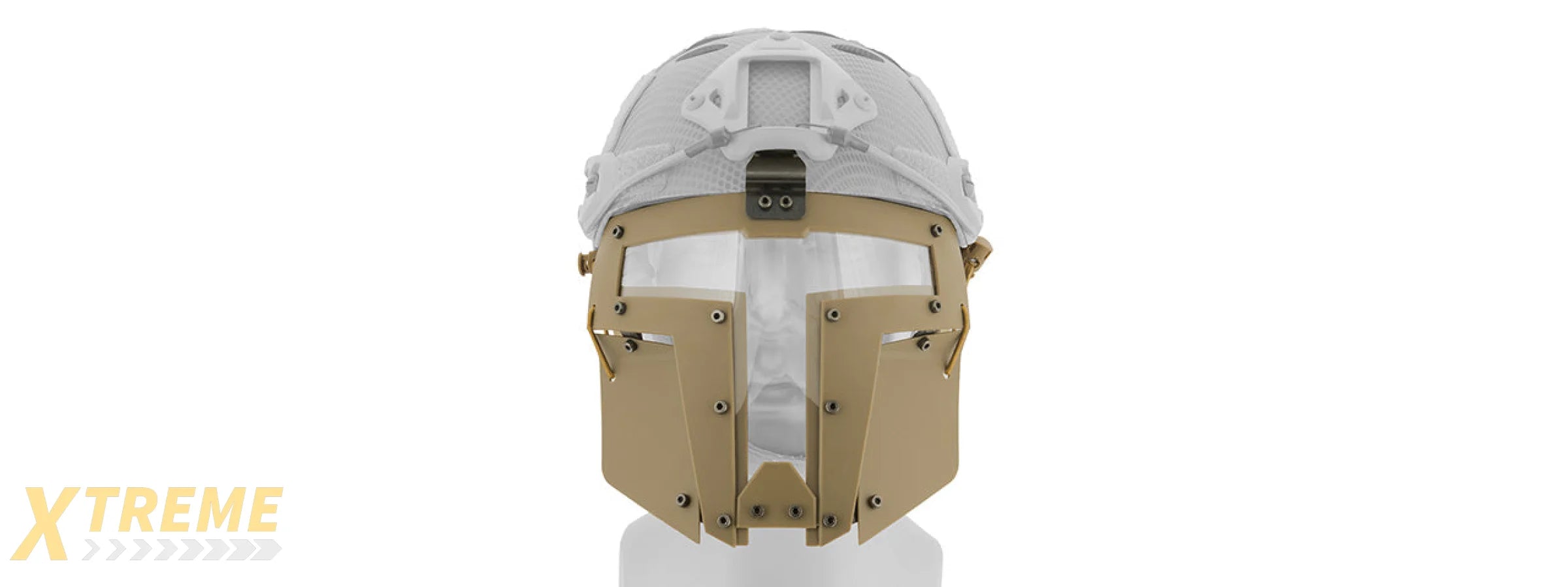 T-shaped Windowed Attachment Face Mask For Bump Helmets (TAN)