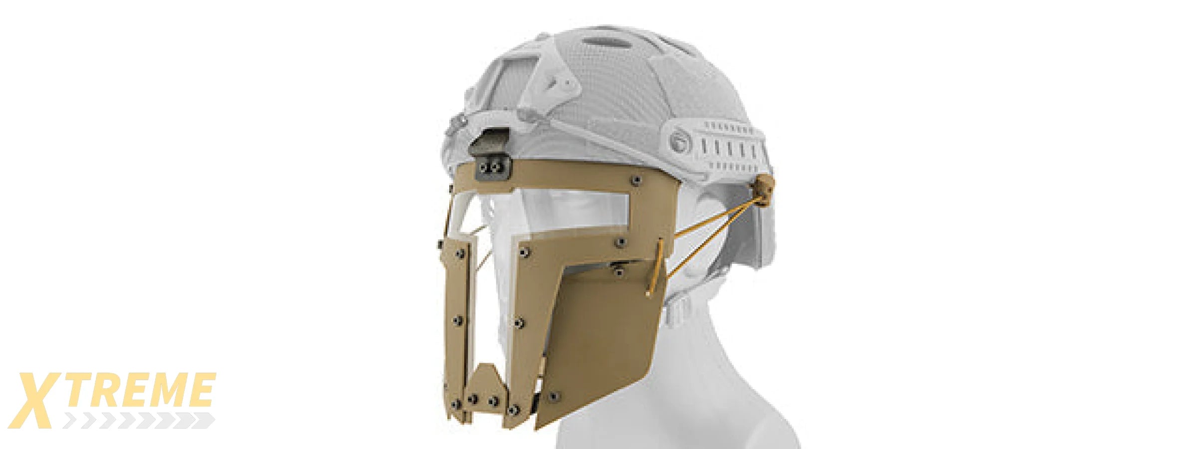 T-shaped Windowed Attachment Face Mask For Bump Helmets (TAN)