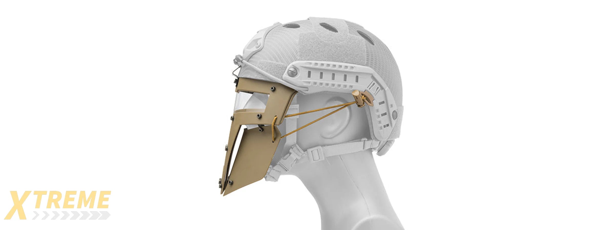 T-shaped Windowed Attachment Face Mask For Bump Helmets (TAN)