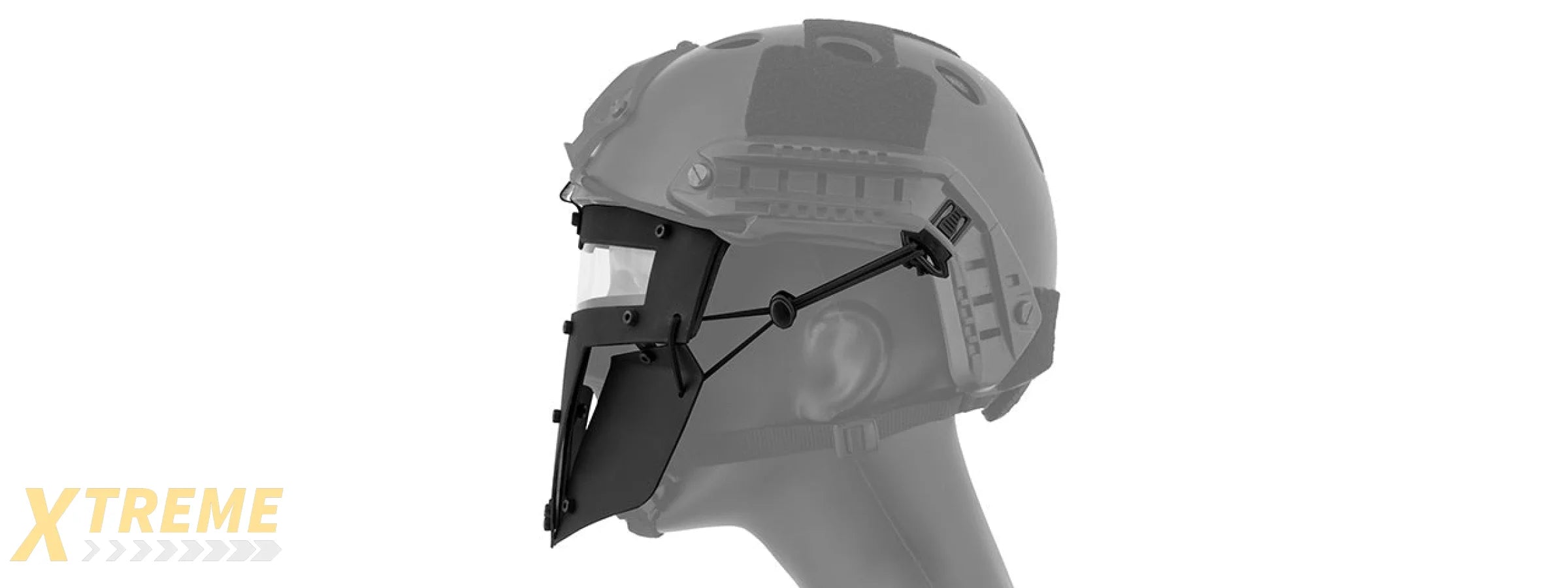 T-SHAPED WINDOWED ATTACHMENT FACE MASK FOR FAST/BUMP HELMETS (BLACK)