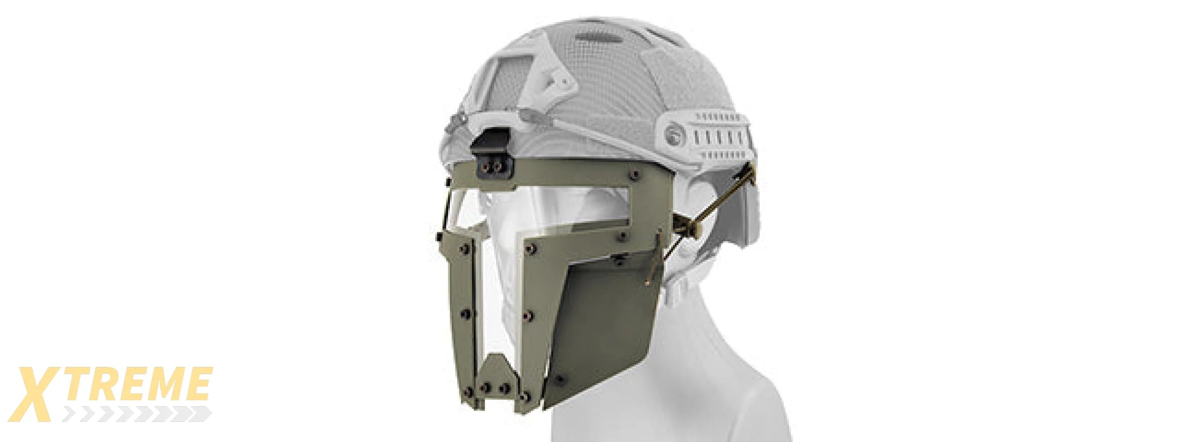 T-SHAPED WINDOWED ATTACHTMENT FACE MASK FOR FAST/BUMP HELMETS (OD GREEN)