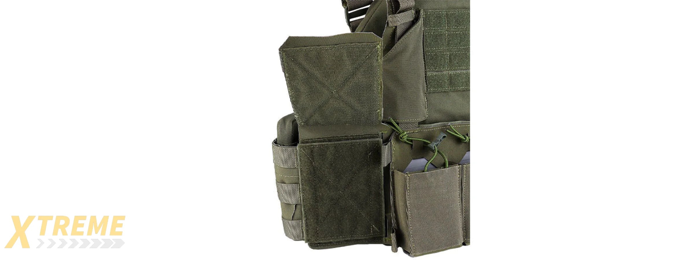 Tactical Chest Plate Carrier with Triple MOLLE Magazine Hunting Vest Front and Airsoft Gear Back Bag - (OD Green)