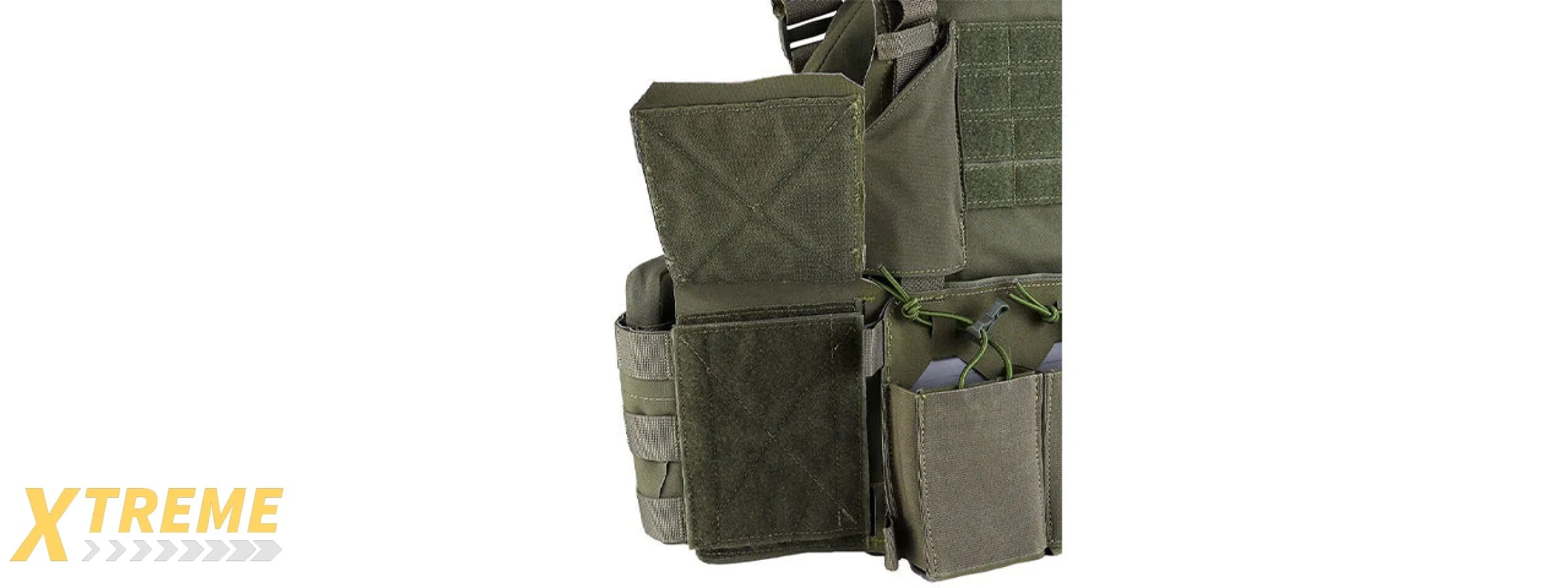 Tactical Chest Plate Carrier with Triple MOLLE Magazine Hunting Vest Front and Airsoft Gear Back Bag - (OD Green)