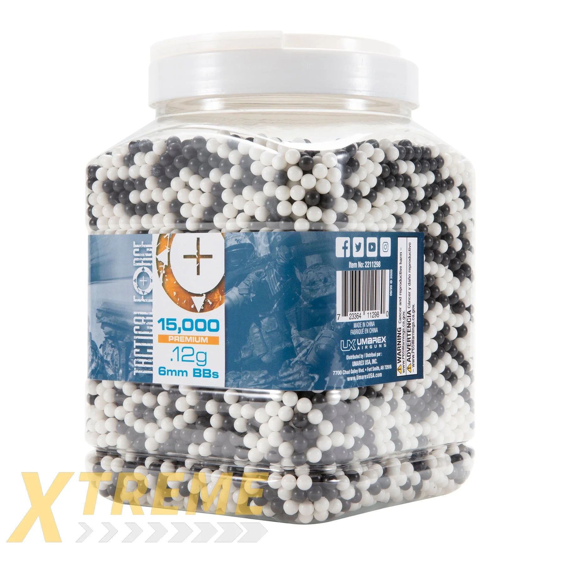TACTICAL FORCE BB 12G- 15,000 COUNT - WHITE AND BLACK - Tactical Force BBs -(Bottle)