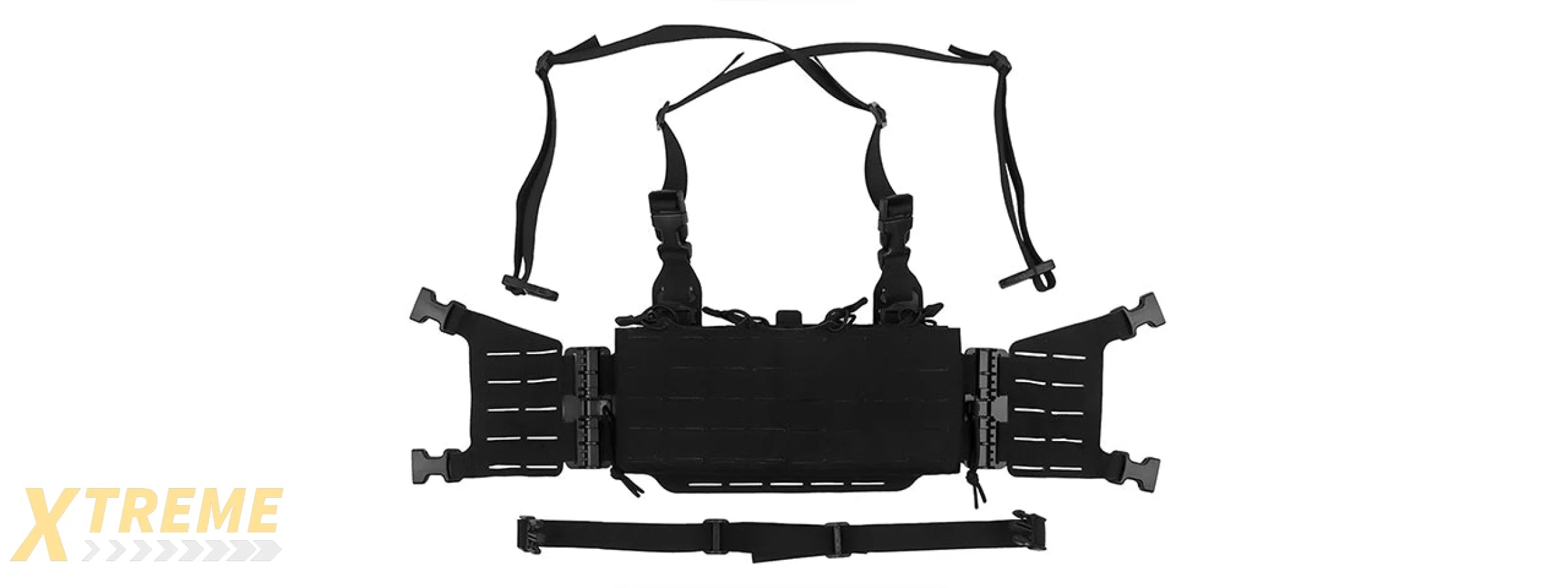 Tactical Molle Chest Rig Vest w/ 5.56 Magazine Front Panel - (Black)