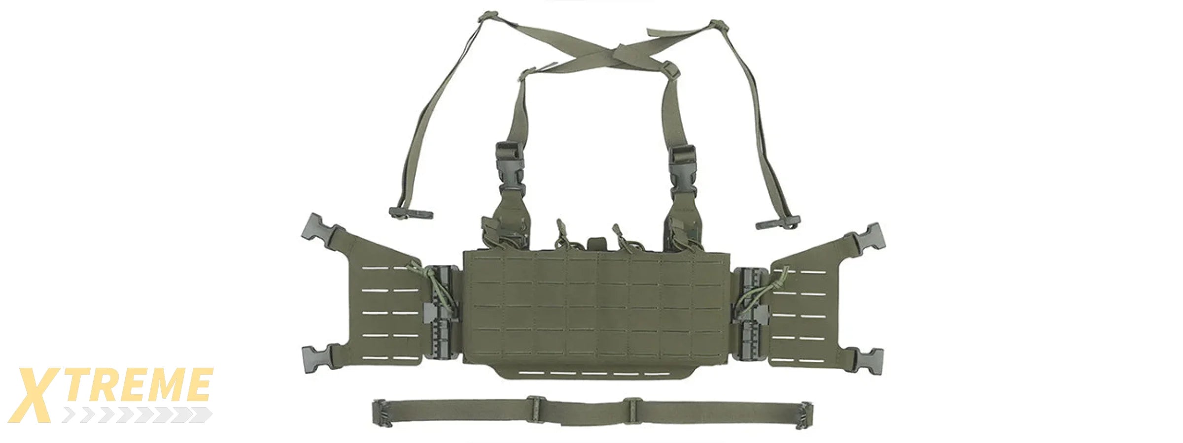 Tactical Molle Chest Rig Vest w/ 5.56 Magazine Front Panel - (OD Green)