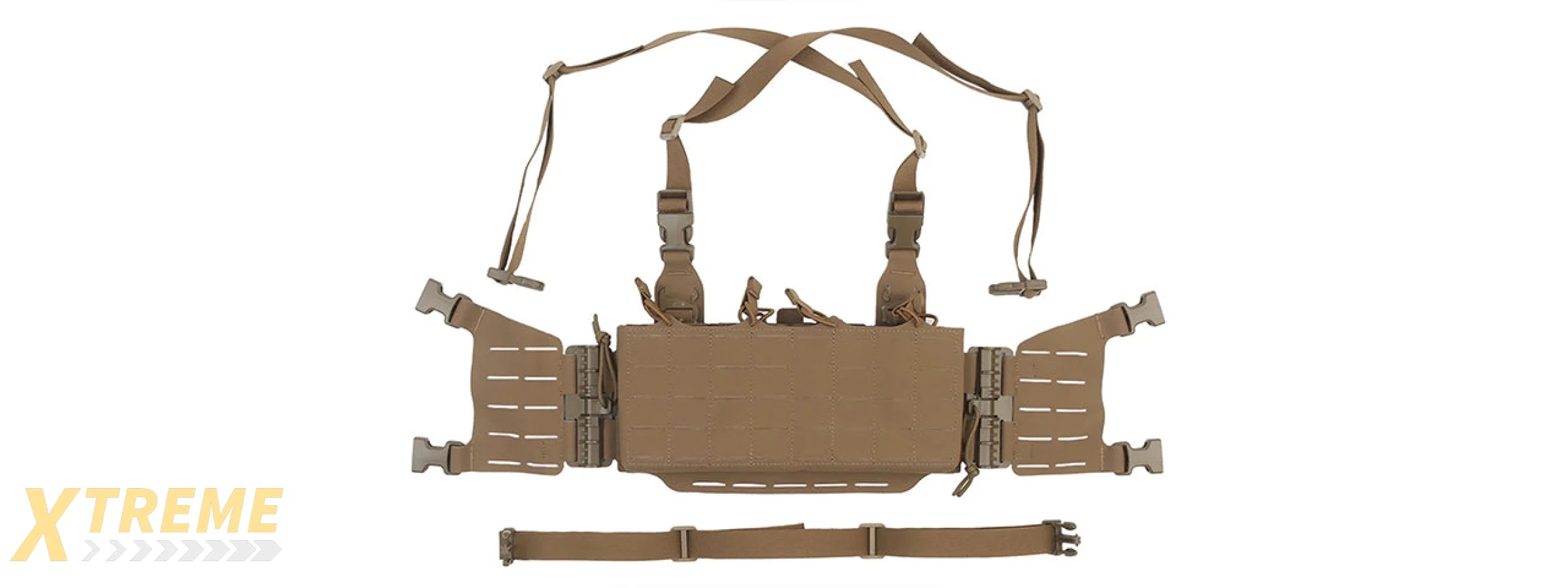 Tactical Molle Chest Rig Vest w/ 5.56 Magazine Front Panel - (Tan)