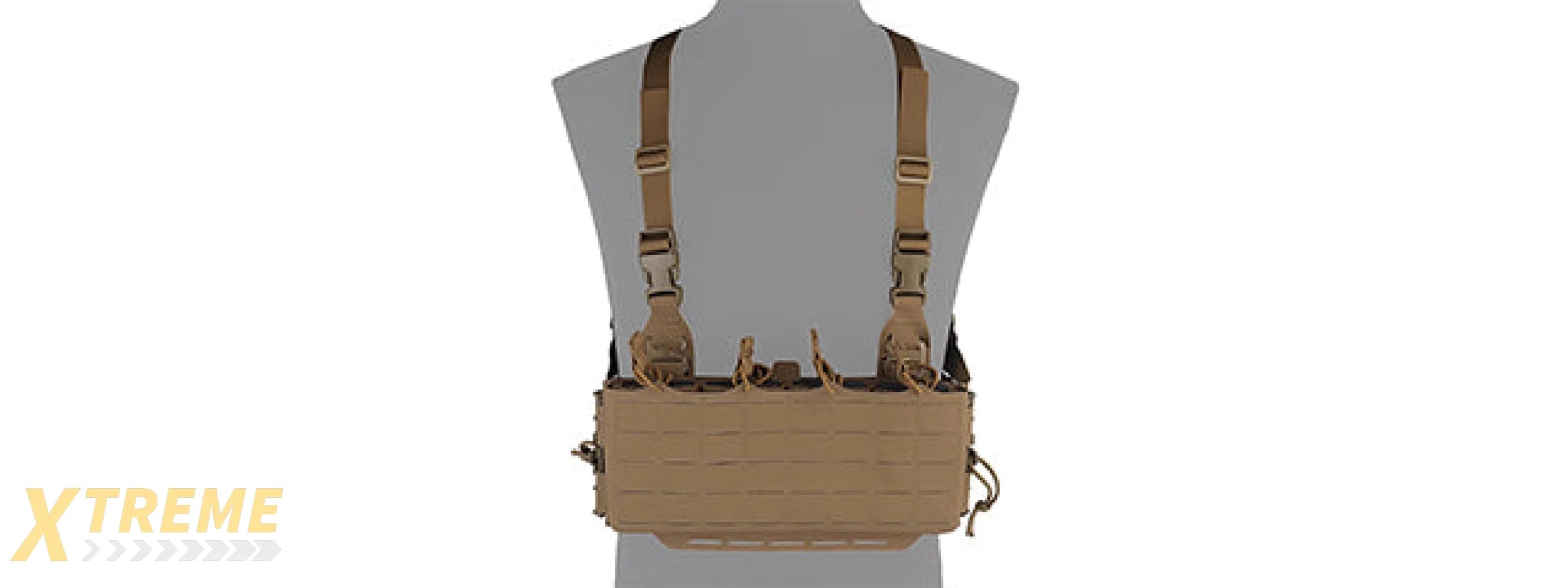 Tactical Molle Chest Rig Vest w/ 5.56 Magazine Front Panel - (Tan)