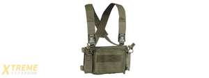 Tactical Vest Triple 5.56 Mag Front w/ Double 9MM Mag Side Pouches Airsoft Kit - (OD Green)