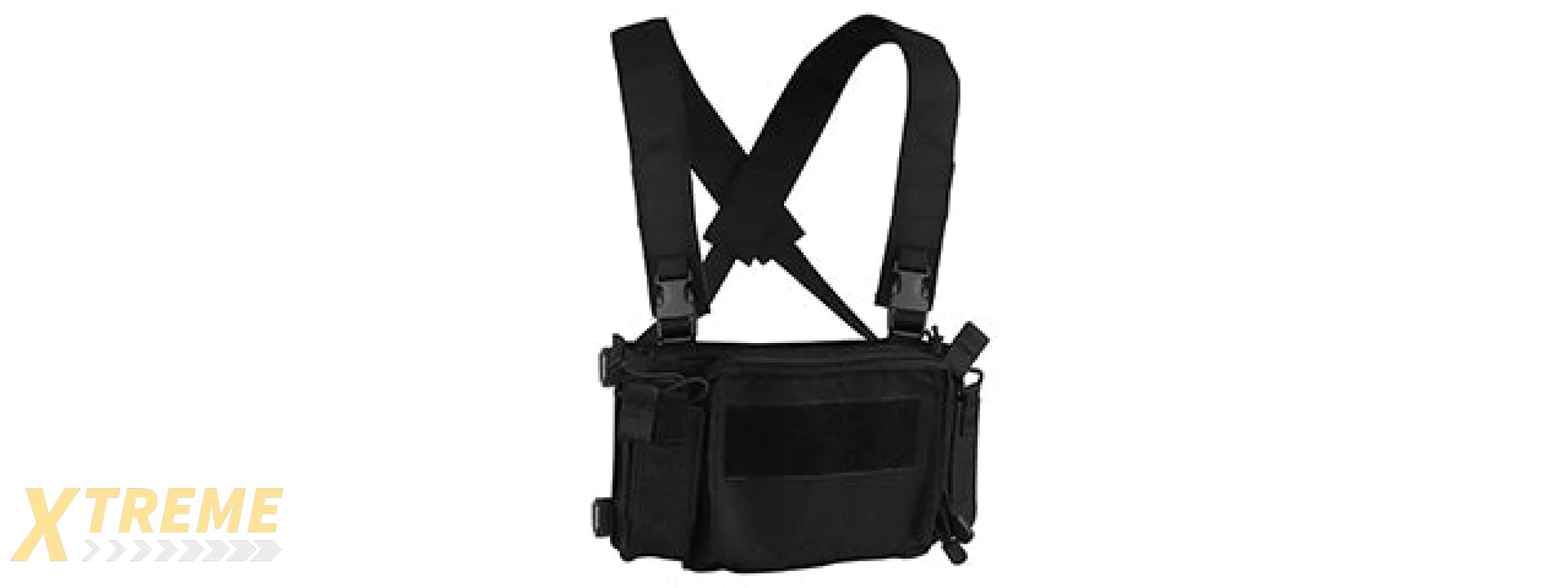 Tactical Vest Triple 5.56 Mag Front w/ Double 9MM Mag Side Pouches Airsoft Kit - (Black)