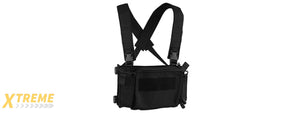 Tactical Vest Triple 5.56 Mag Front w/ Double 9MM Mag Side Pouches Airsoft Kit - (Black)