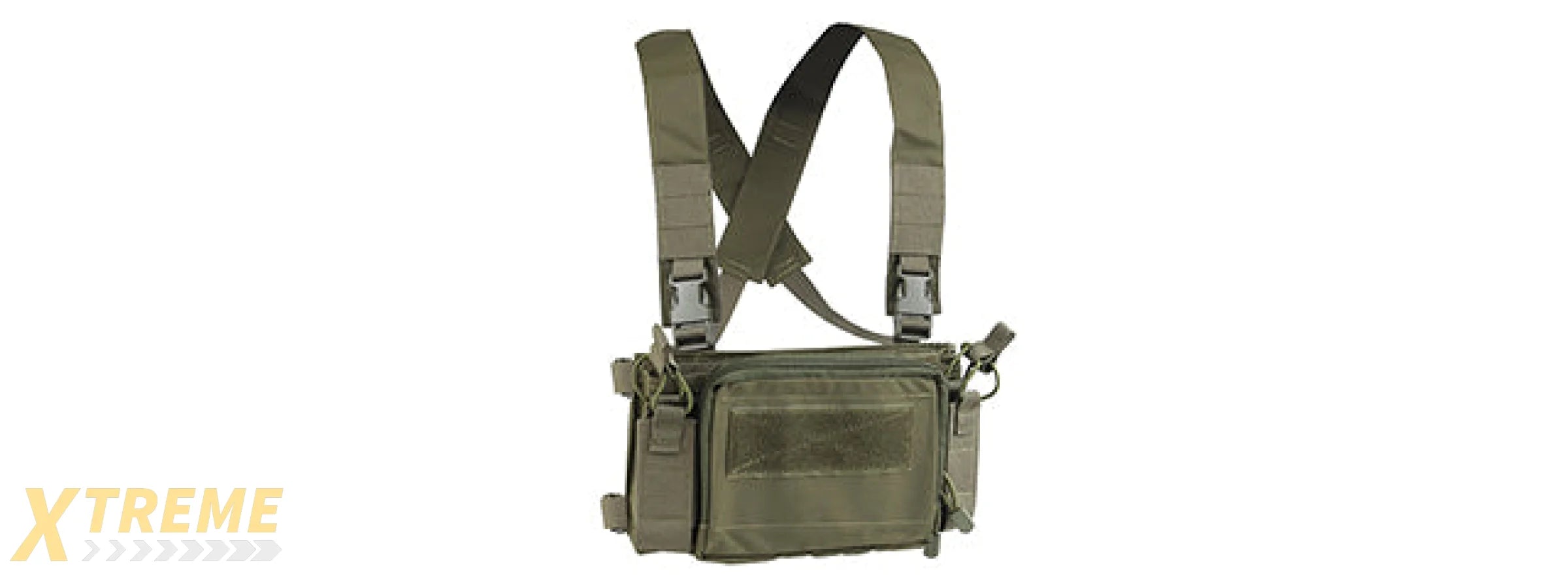 Tactical Vest Triple 5.56 Mag Front w/ Double 9MM Mag Side Pouches Airsoft Kit - (OD Green)