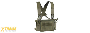 Tactical Vest Triple 5.56 Mag Front w/ Double 9MM Mag Side Pouches Airsoft Kit - (OD Green)