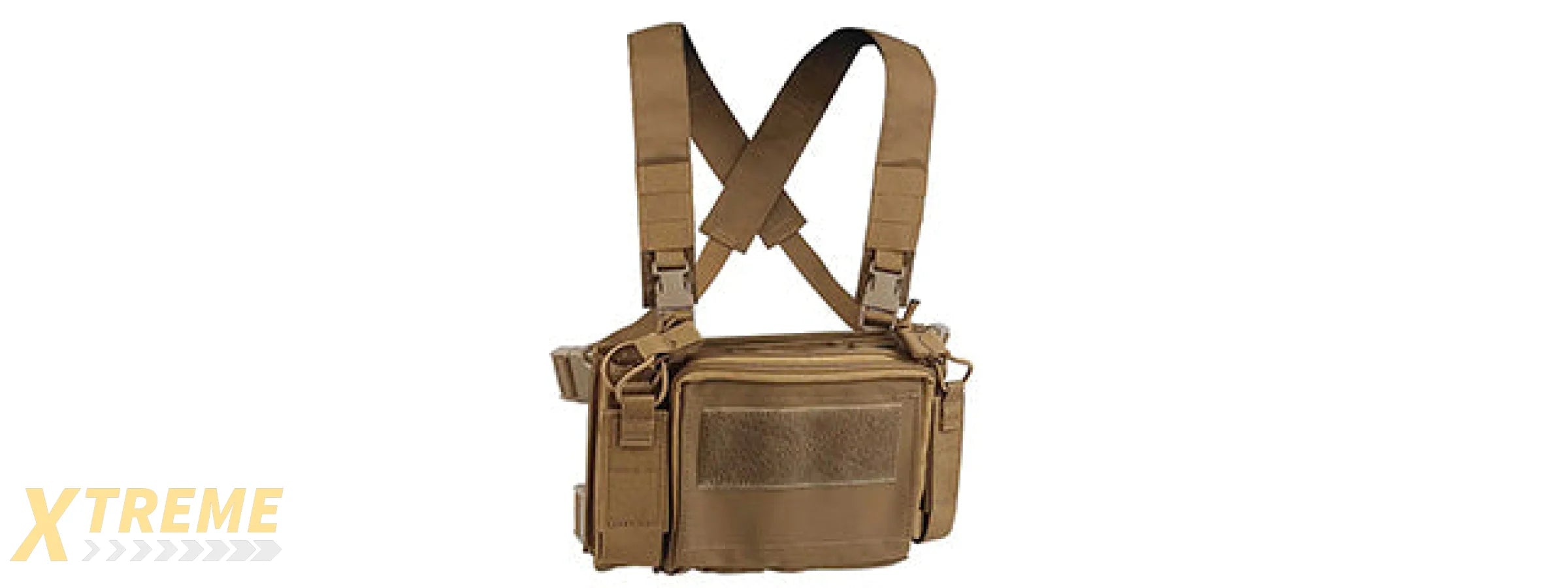 Tactical Vest Triple 5.56 Mag Front w/ Double 9MM Mag Side Pouches Airsoft Kit - (Tan)