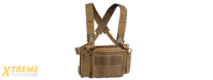 Tactical Vest Triple 5.56 Mag Front w/ Double 9MM Mag Side Pouches Airsoft Kit - (Tan)