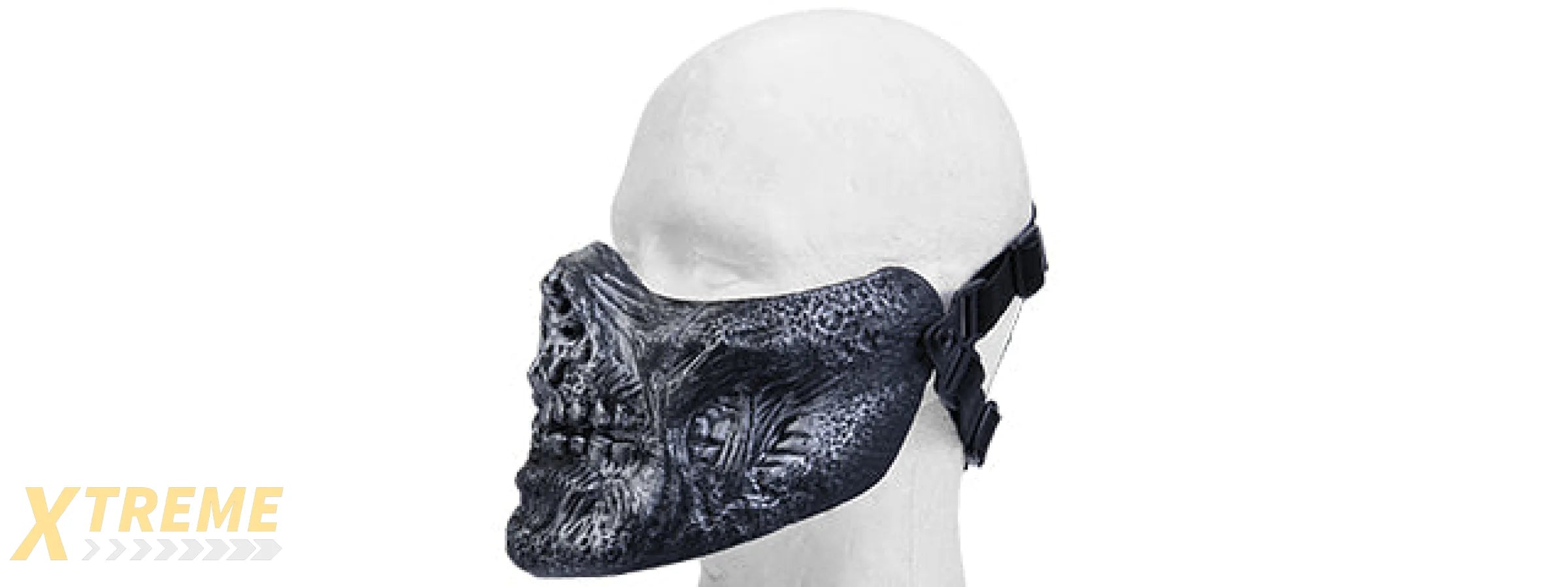 UK ARMS AIRSOFT TACTICAL ZOMBIE SKULL HALF FACE MASK - SILVER/BLACK