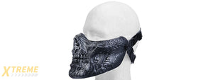 UK ARMS AIRSOFT TACTICAL ZOMBIE SKULL HALF FACE MASK - SILVER/BLACK