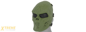 UK ARMS AIRSOFT VILLAIN SKULL FULL FACE MESH MASK - OD GREEN