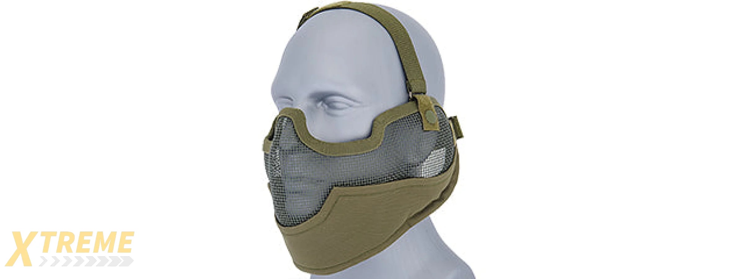 UKARMS AC-108G Tactical Metal Mesh Half Mask with Ear Protection for Airsoft in OD Green