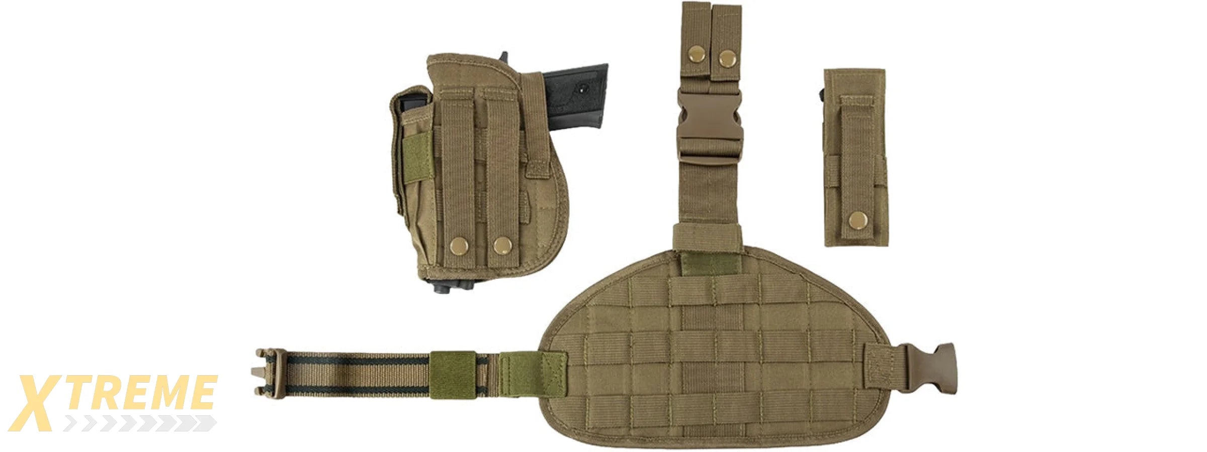 VISM by NcSTAR DROP LEG HOLSTER, PANEL, MAG POUCH (TAN)