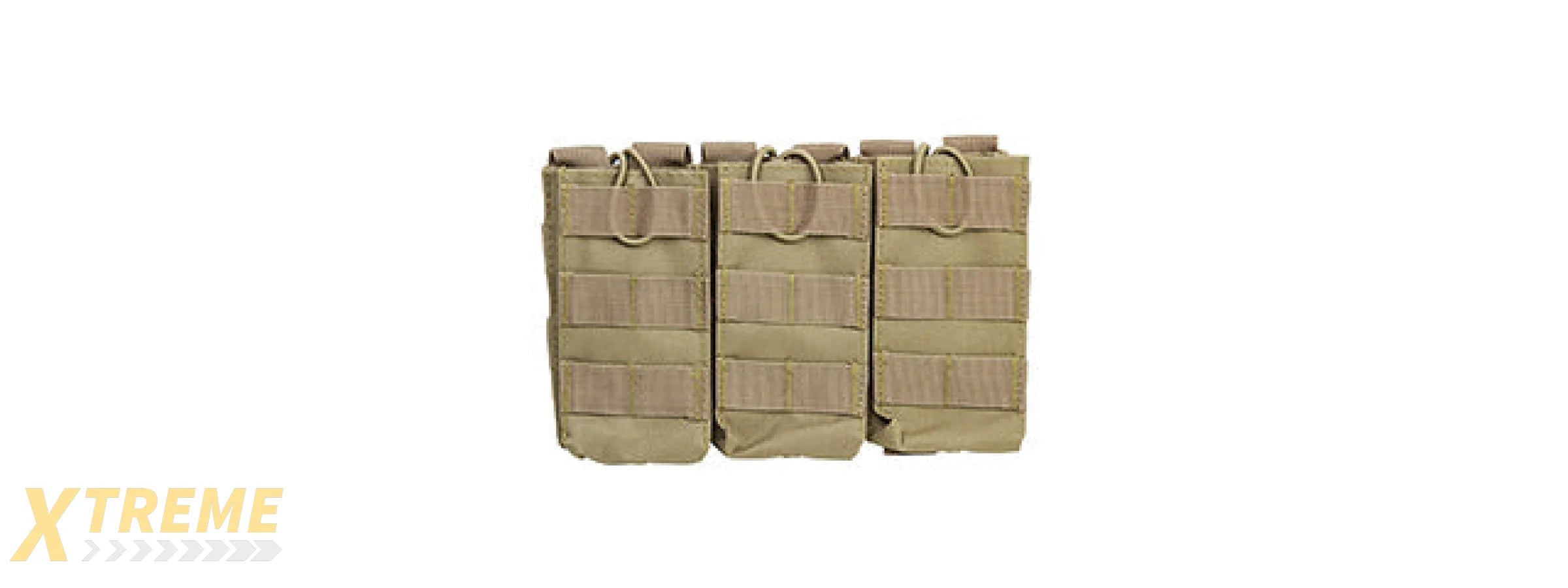 VISM MOLLE TRIPLE M4/M16 RIFLE MAG POUCH W/ RETENTION STRAPS - TAN