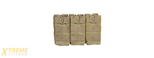 VISM MOLLE TRIPLE M4/M16 RIFLE MAG POUCH W/ RETENTION STRAPS - TAN