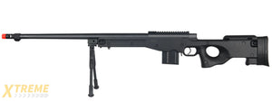 WELL AIRSOFT BOLT ACTION RIFLE W/ FLUTED BARREL AND BIPOD - BLACK