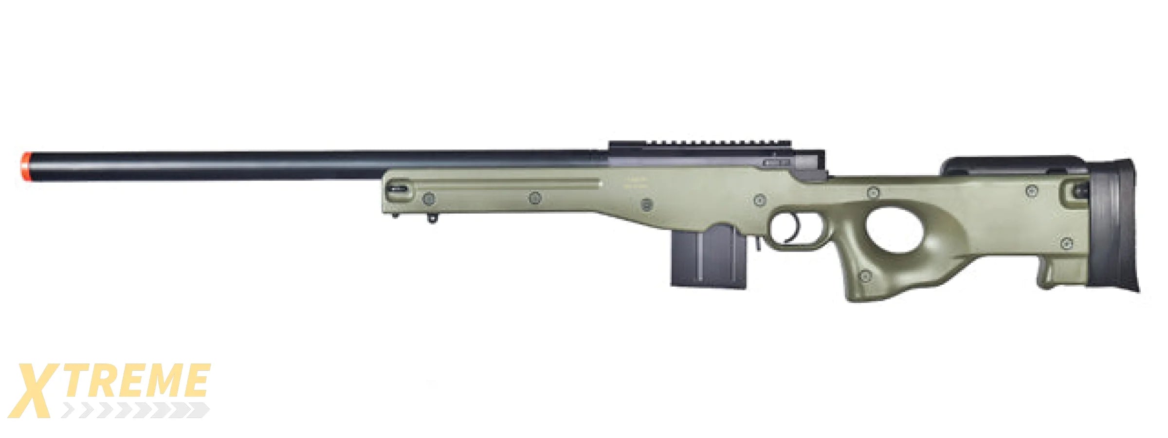 WELL AIRSOFT L96 AWS BOLT ACTION RIFLE W/ ALUMINUM BARREL OPTICS RAIL - OD