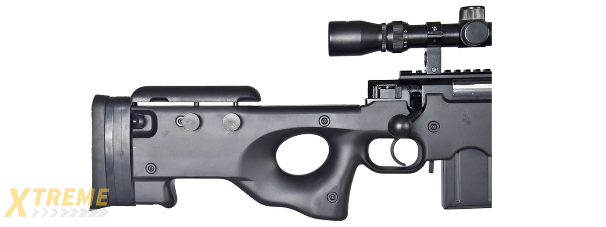 WELL AIRSOFT L96 AWS BOLT ACTION RIFLE W/ BIPOD AND SCOPE - BLACK