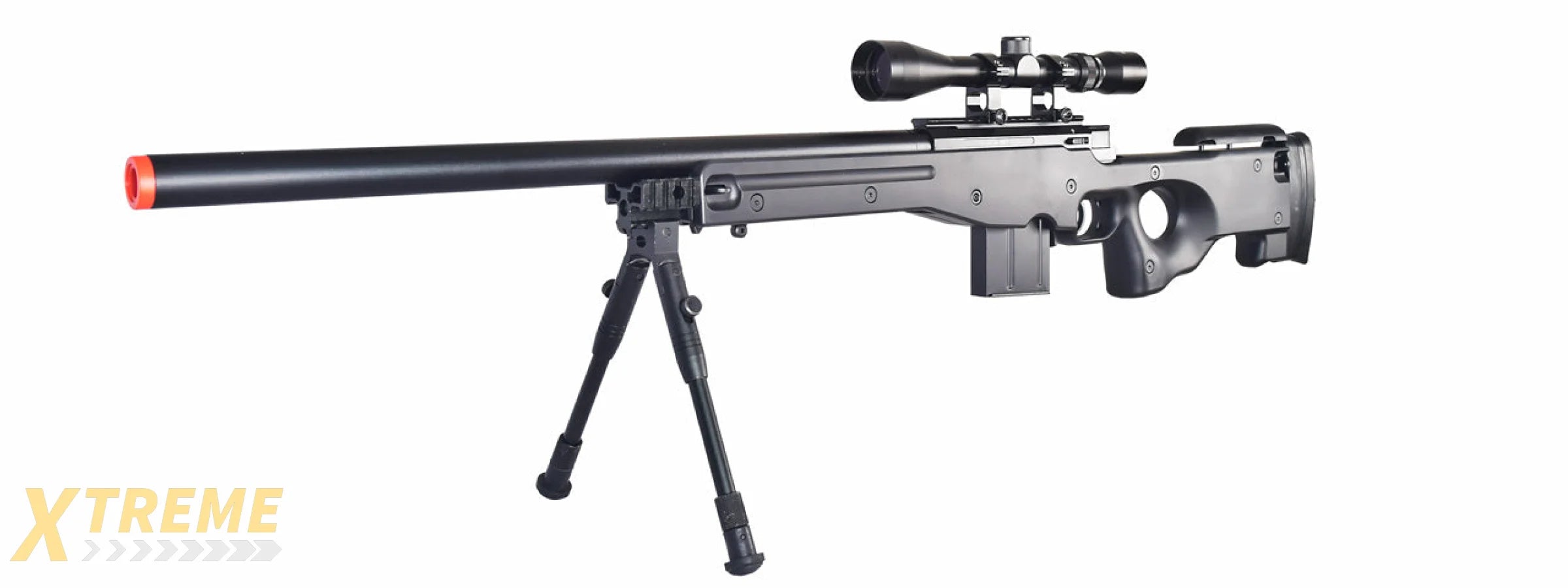 WELL AIRSOFT L96 AWS BOLT ACTION RIFLE W/ BIPOD AND SCOPE - BLACK