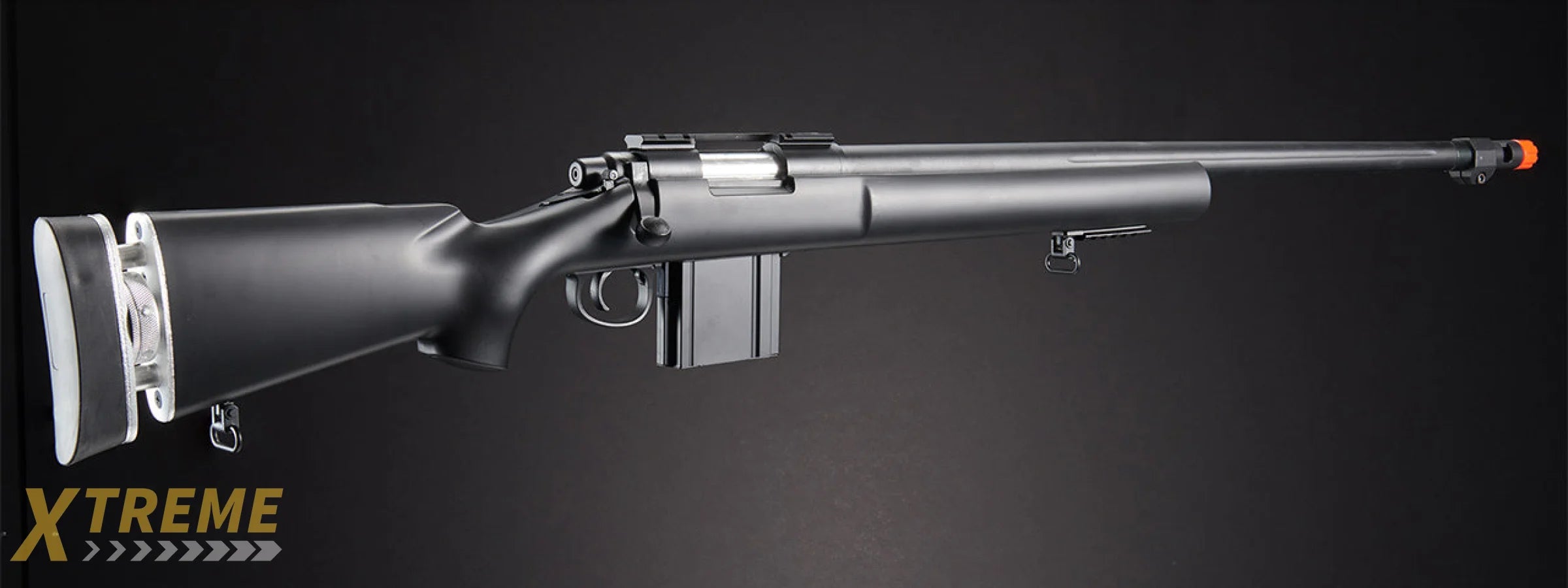 WELL AIRSOFT M24/M28 BOLT ACTION RIFLE W/ FIXED STOCK FLUTED BARREL