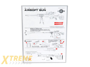 WELL AIRSOFT MB4411 BOLT ACTION SNIPER RIFLE W/ FLUTED BARREL - BLACK