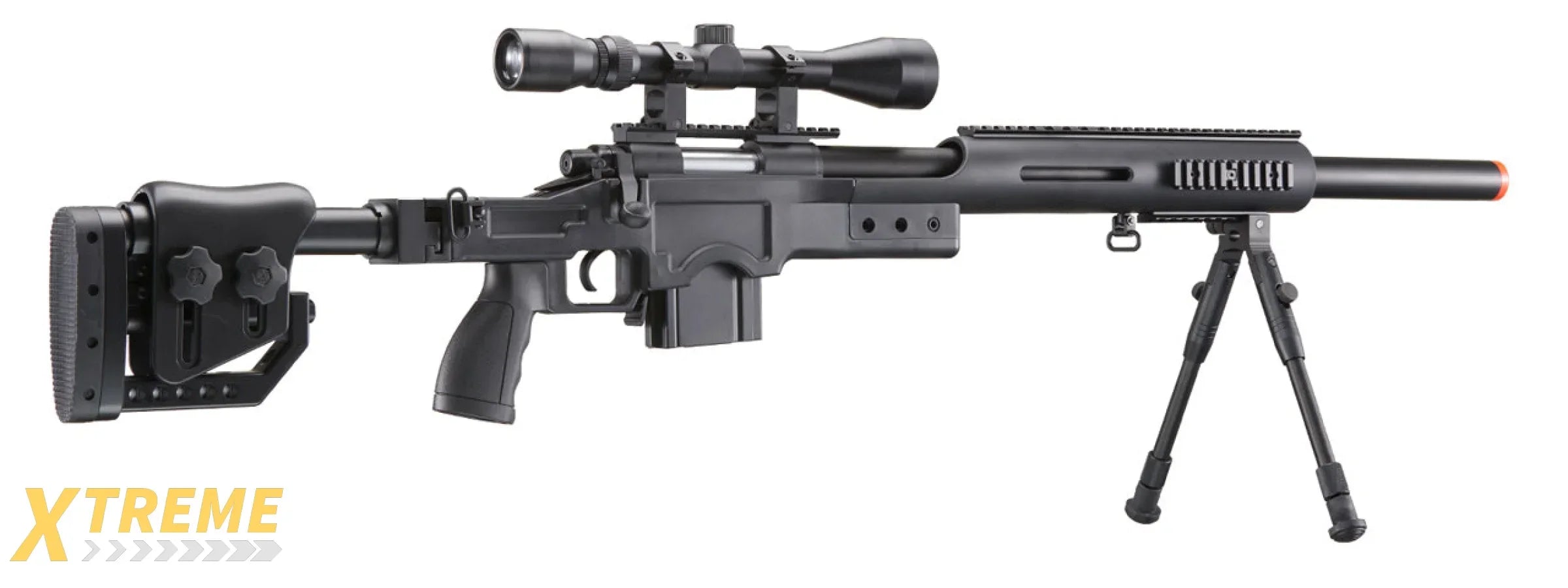WELLFIRE MB4410 BOLT ACTION SNIPER RIFLE W/ SCOPE AND BIPOD - BLACK