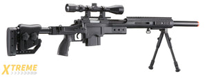 WELLFIRE MB4410 BOLT ACTION SNIPER RIFLE W/ SCOPE AND BIPOD - BLACK