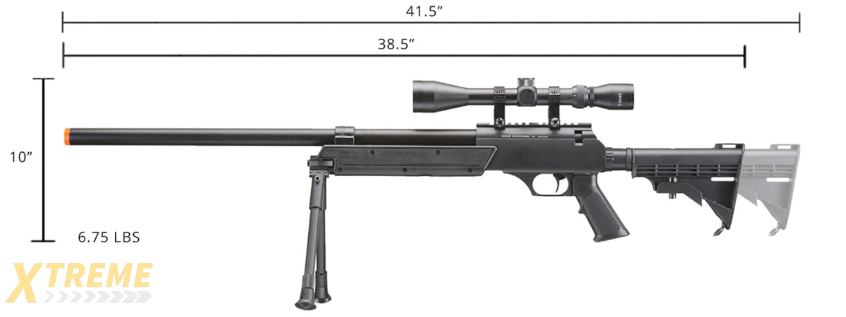 Well Fire MB06 Airsoft Bolt Action Sniper Rifle w/ Scope & Bipod (Color: Black)