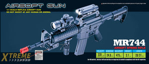 Well Fire MR744 M4 RIS Airsoft Spring Rifle w/ Adjustable Stock, Red Dot, Flashlight (Color: Black)