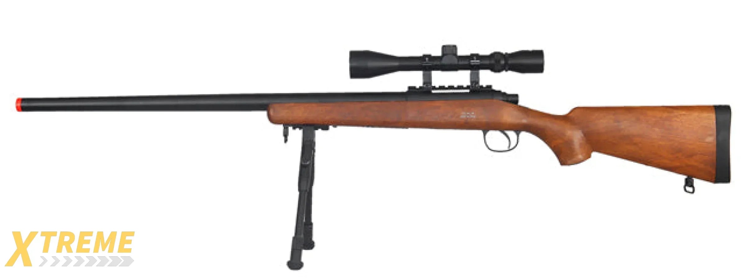 WELL VSR-10 BOLT ACTION RIFLE W/ SCOPE, SLING & BIPOD - WOOD