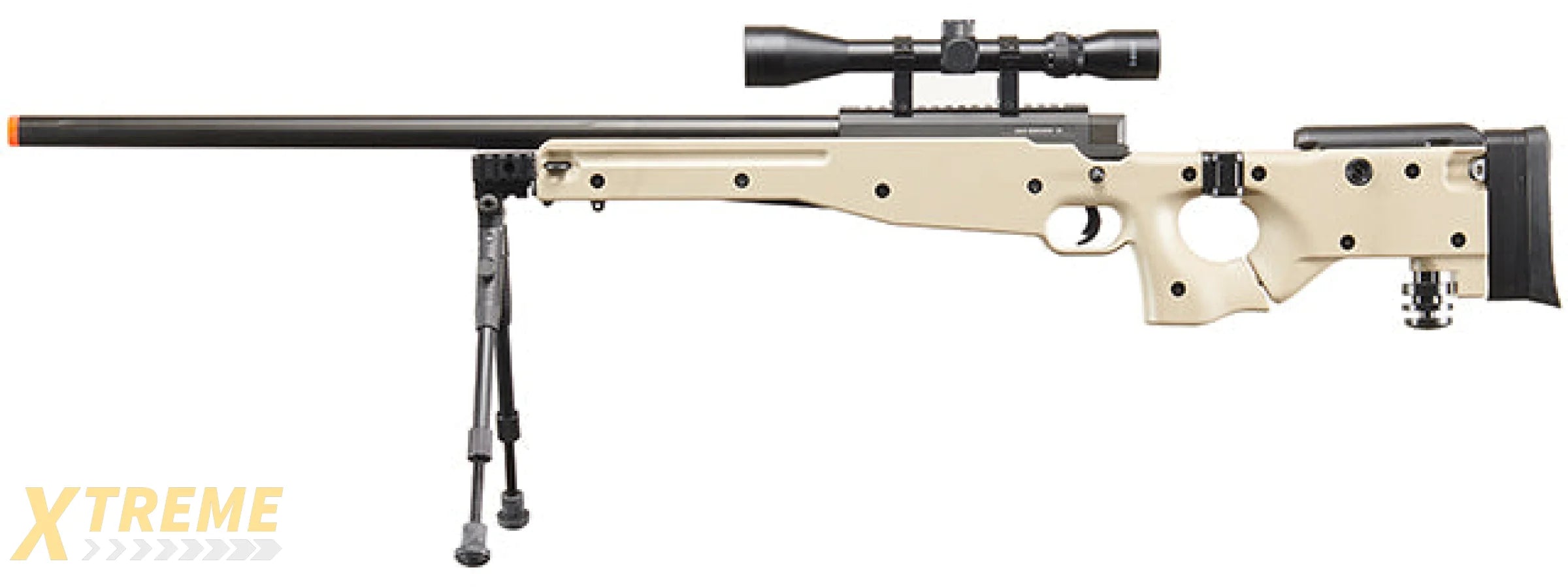 WELL MB08TAB L96 AWP BOLT ACTION RIFLE w/FOLDING STOCK BIPOD & SCOPE (COLOR: TAN)