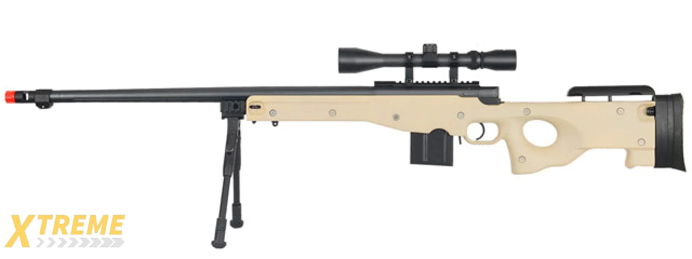WELL MB4402TAB BOLT ACTION RIFLE w/FLUTED BARREL, SCOPE & BIPOD (COLOR: TAN)