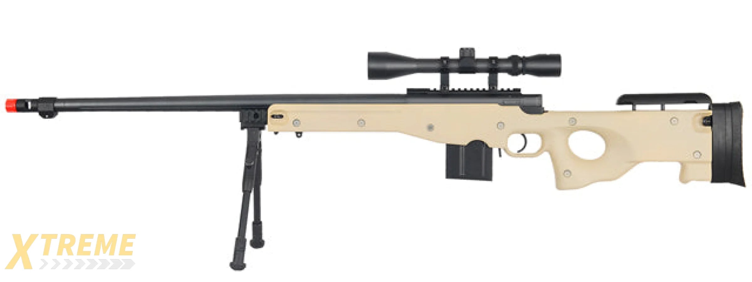 WELL MB4402TAB BOLT ACTION RIFLE w/FLUTED BARREL, SCOPE & BIPOD (COLOR: TAN)