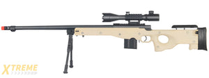 WELL MB4402TAB2 BOLT ACTION RIFLE w/FLUTED BARREL, ILLUMINATED SCOPE & BIPOD (COLOR: TAN)