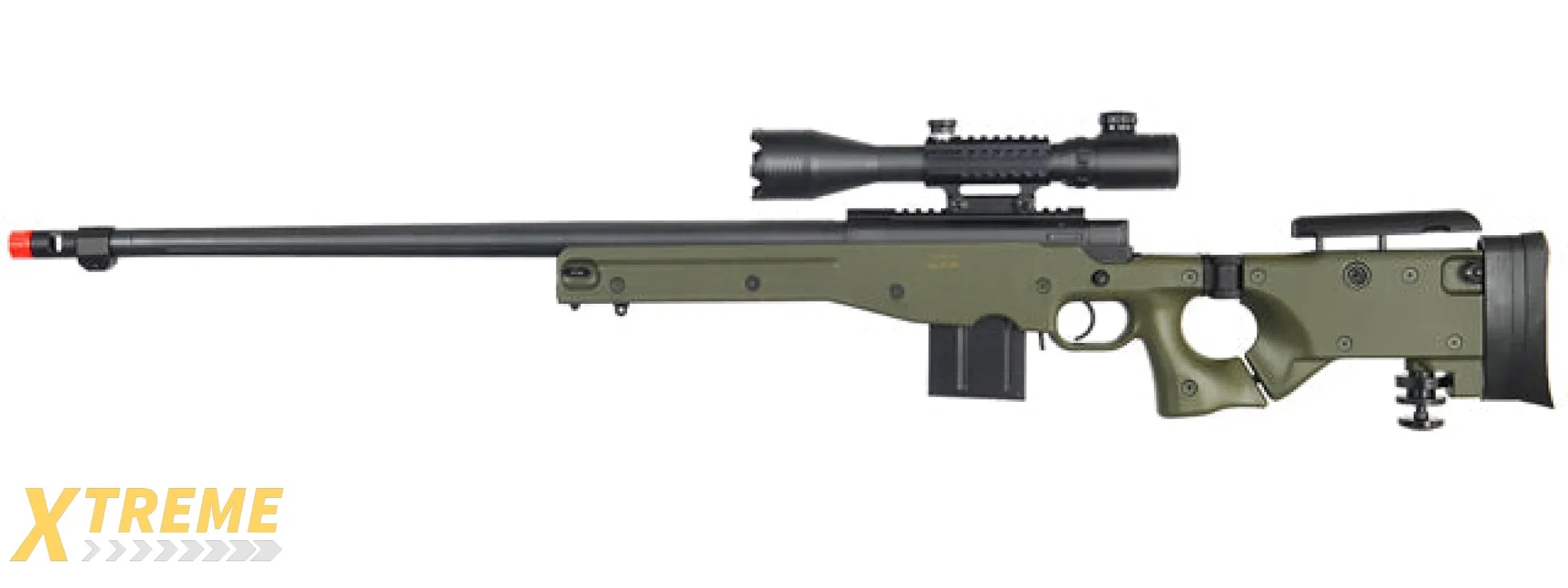 WELL MB4403GA2 BOLT ACTION RIFLE w/FLUTED BARREL & ILLUMINATED SCOPE (COLOR: OD GREEN)
