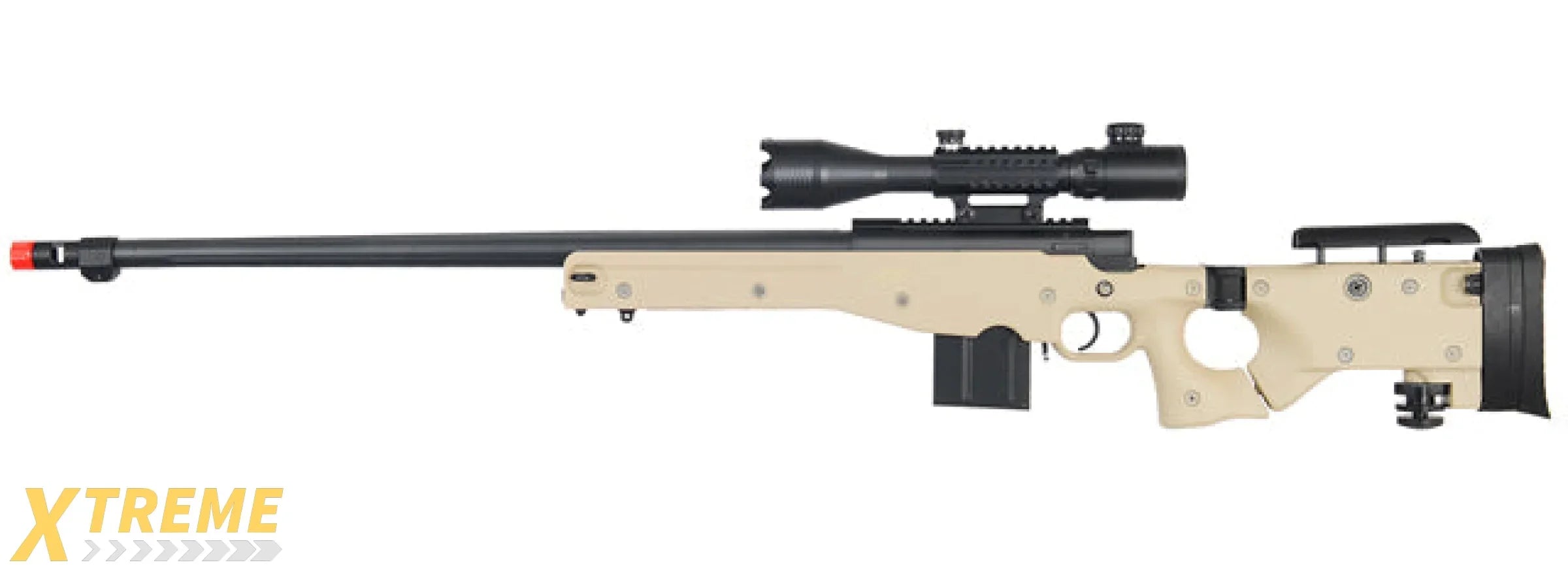 WELL MB4403TA2 BOLT ACTION RIFLE w/FLUTED BARREL & ILLUMINATED SCOPE (COLOR: TAN)